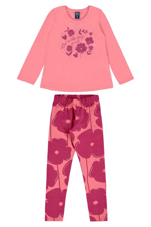 Conjunto Infantil Feminina com Blusa e Calça (Rosa) Bee Loop