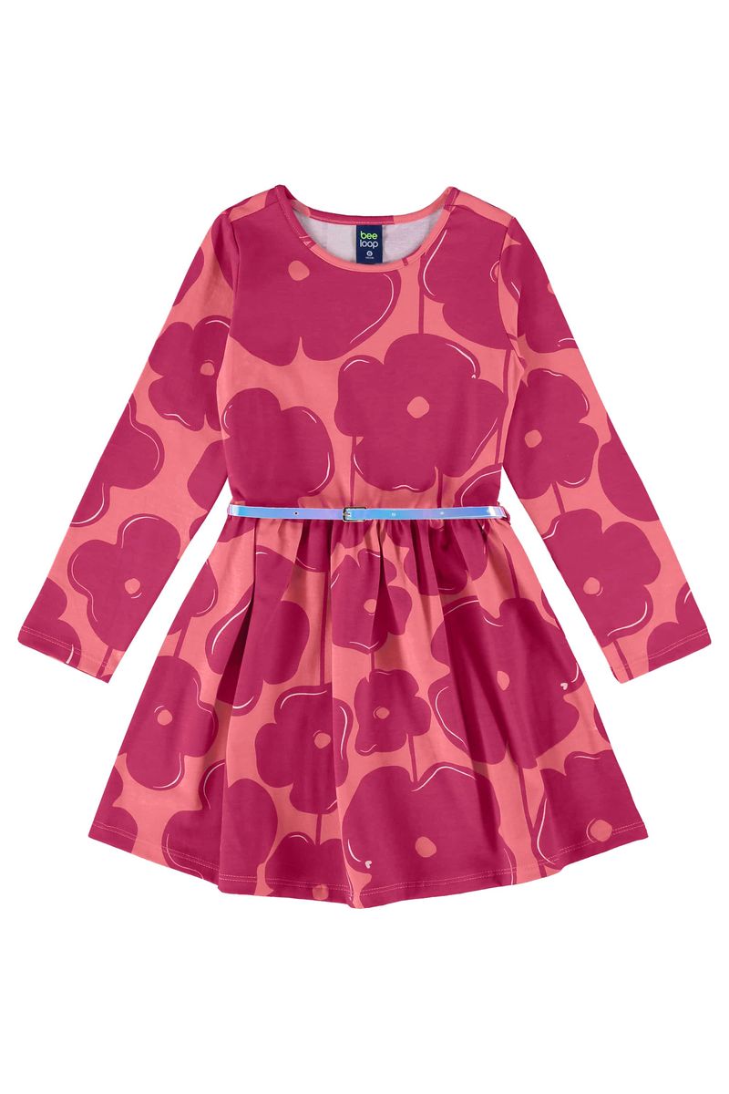 vestido-de-manga-longa-com-cinto-rosa-bee-loop