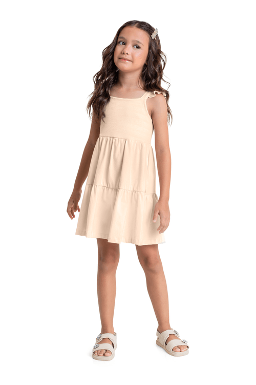 Vestido Infantil para Menina (Bege) Quimby