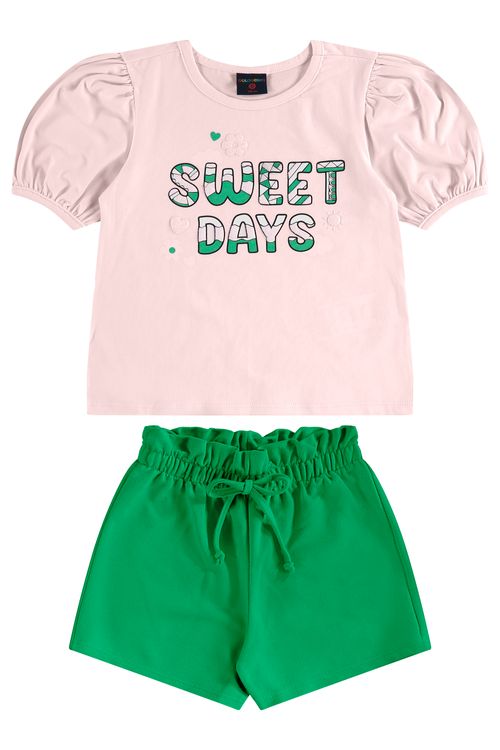 Conjunto com Blusa e Short para Menina (Rosa) Guloseima