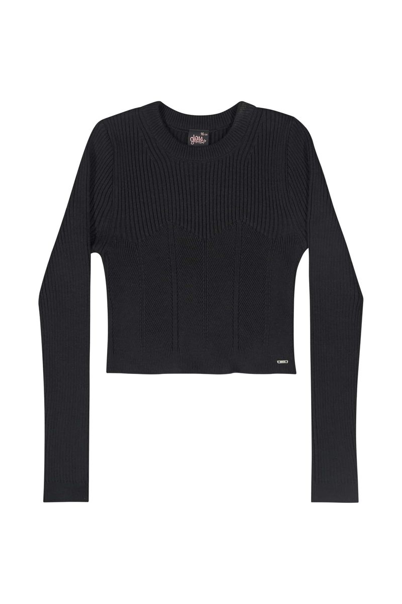 blusa-manga-longa-juvenil-em-trico-preto-gloss