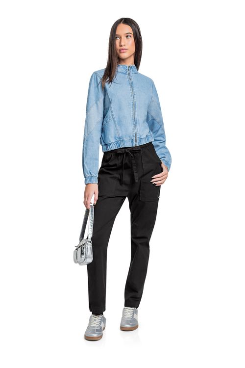 Calça Juvenil para Menina em Sarja (Preto) Gloss