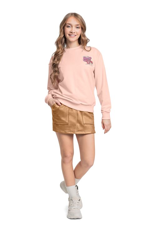 Blusão Juvenil em Moletom (Rosa) Gloss