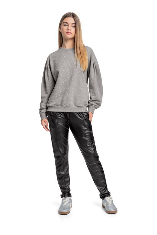Blusão Juvenil em Moletom com Strass (Cinza) Gloss
