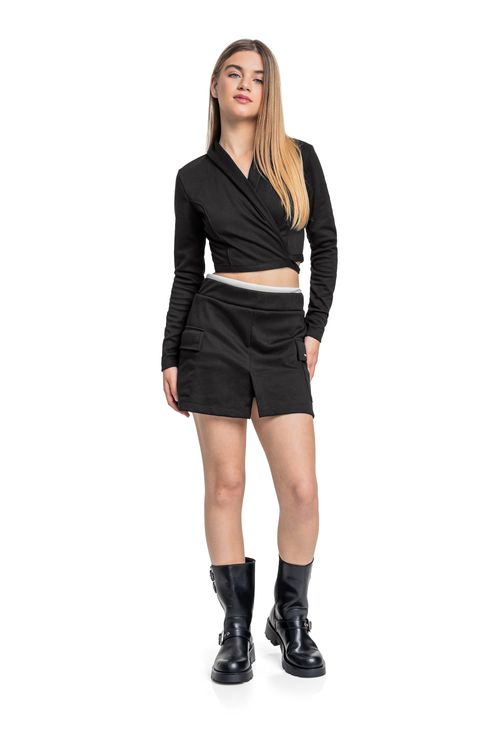 Conjunto com Blazer e Short-Saia Juvenil (Preto) Gloss