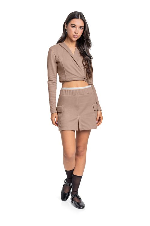 Conjunto com Blazer e Short-Saia Juvenil (Marrom) Gloss