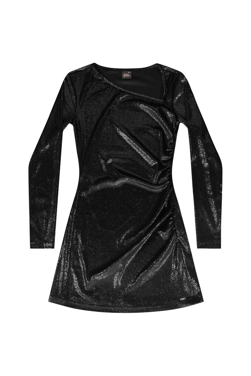 vestido-juvenil-em-veludo-com-brilho-preto-gloss