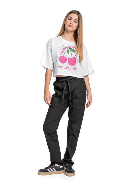 Blusa Cereja Juvenil em Meia Malha (Branco) Gloss