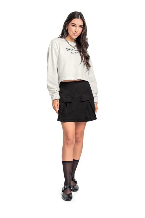 Conjunto com Blusão e Short-Saia Juvenil (Off White) Gloss