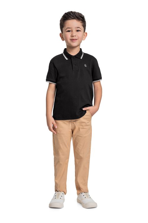 Camisa Polo Infantil para Menino (Preto) Quimby