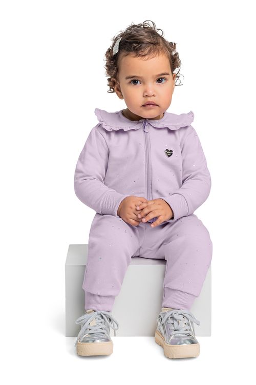 Conjunto com Jaqueta e Calça com Glitter para Bebê Menina (Roxo) Quimby