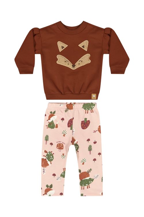 Conjunto com Blusão e Legging para Bebê Menina (Marrom) Quimby