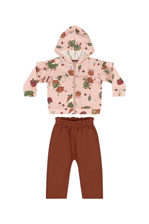 Conjunto com Jaqueta e Calça para Bebê Menina (Rosa) Quimby