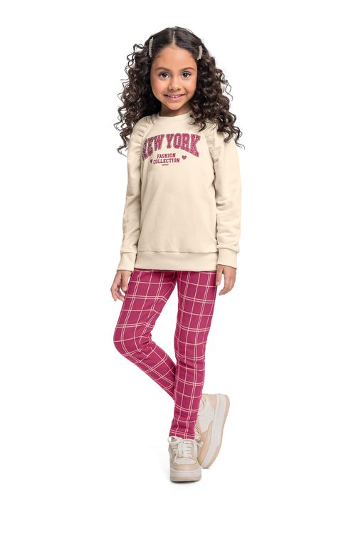 Conjunto com Blusão e Legging para Menina (Bege) Quimby