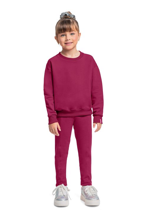 Blusão Básico em Molecotton para Menina (Rosa Escuro) Quimby