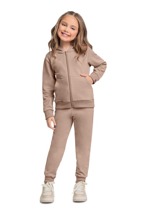 Jaqueta Básica em Molecotton para Menina (Marrom) Quimby
