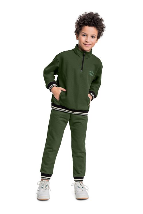 Conjunto com Blusão e Calça em Moletom para Menino (Verde) Quimby