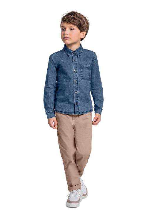 Camisa Jeans Infantil para Menino (Azul) Quimby