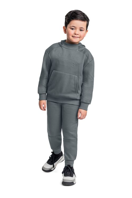 Conjunto Infantil com Blusão e Calça em Moletom para Menino (Cinza) Quimby
