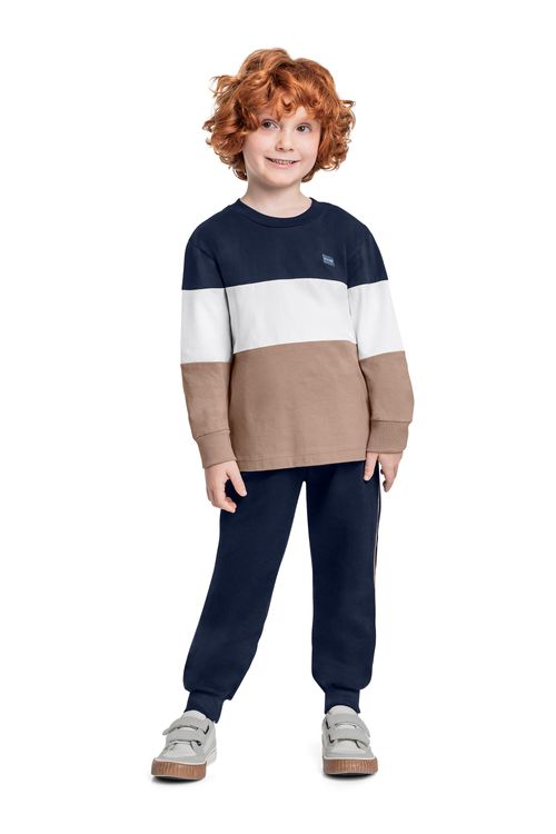 Conjunto com Camiseta e Calça para Menino (Azul Marinho) Quimby