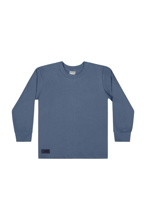 Camiseta Manga Longa Básica para Menino (Azul) Quimby