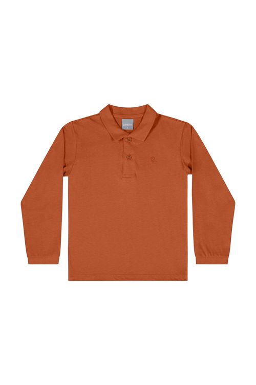 Camisa Polo Manga Longa Básica para Menino (Laranja) Quimby