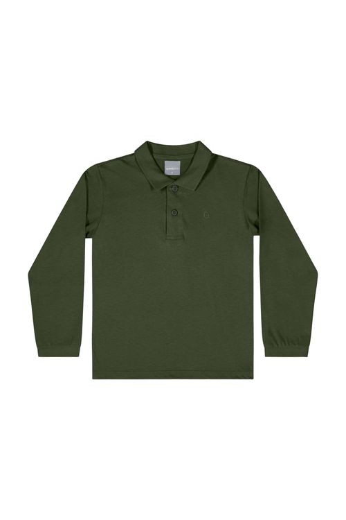 Camisa Polo Manga Longa Básica para Menino (Verde) Quimby