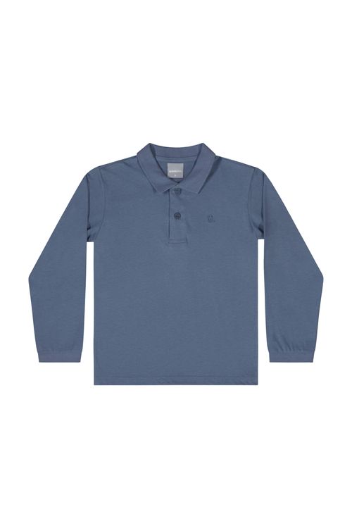 Camisa Polo Manga Longa Básica para Menino (Azul) Quimby