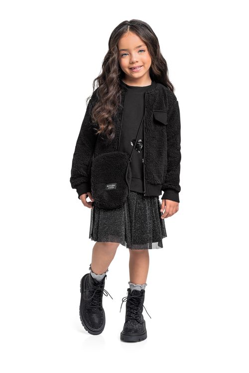 Jaqueta em Malha Térmica para Menina (Preto) Quimby