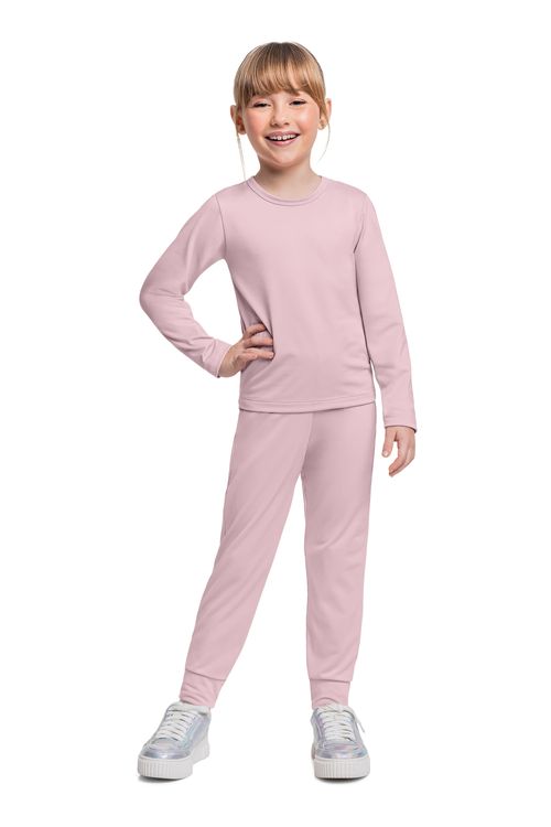 Camiseta Manga Longa em Malha Térmica para Menina (Rosa) Quimby