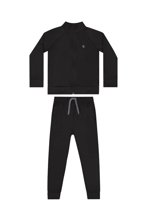 Conjunto com Jaqueta e Calça em Malha Thermo para Menino (Preto) Quimby