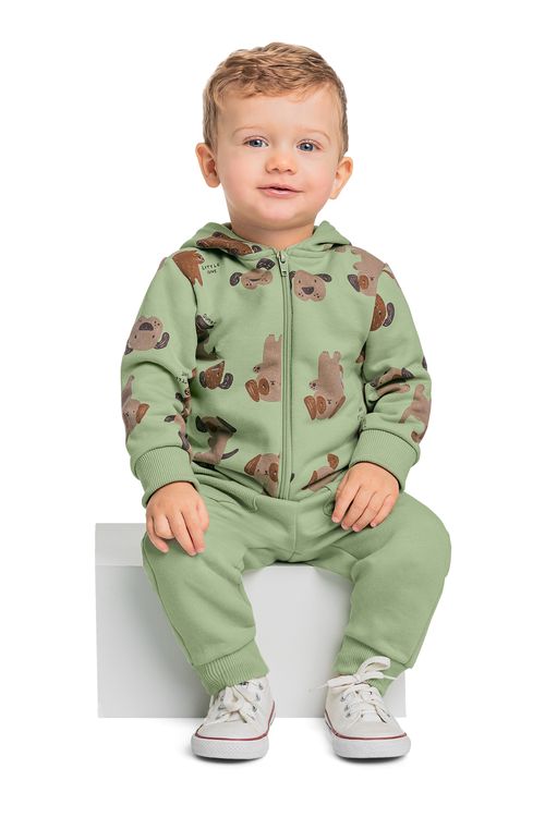 Conjunto com Jaqueta e Calça em Moletom para Bebê Menino (Verde) Quimby