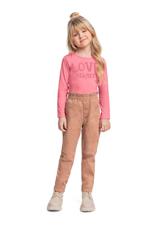 Blusa Manga Longa Estampada para Menina (Rosa) Quimby