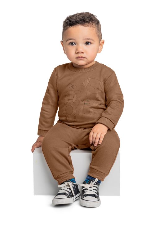 Macacão em Molecotton para Bebê Menino (Marrom) Quimby
