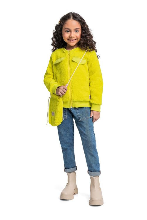 Jaqueta de Pelinhos Infantil para Menina (Verde) Quimby