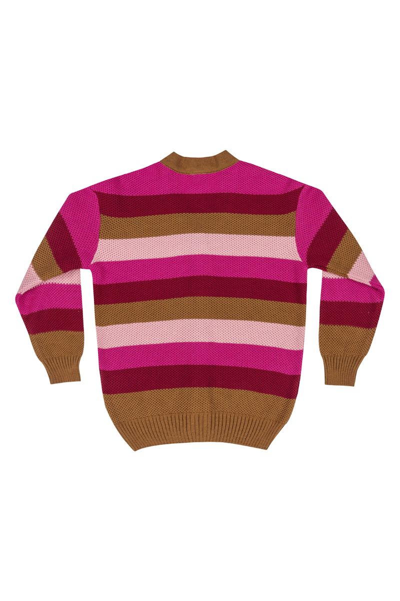 Cardigan-Listrado-em-Trico-Infantil-Menina--Marrom--Quimby