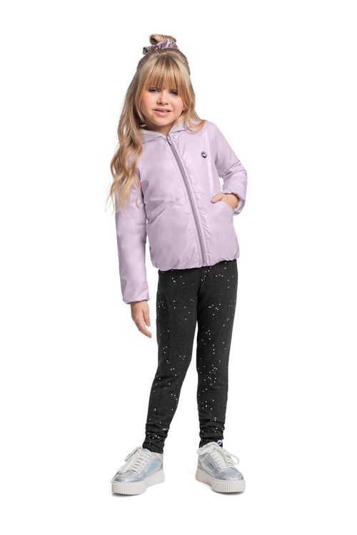 Calça Legging com Glitter para Menina (Preto) Quimby