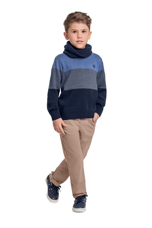 Blusão em Tricot Infantil para Menino (Azul Marinho) Quimby