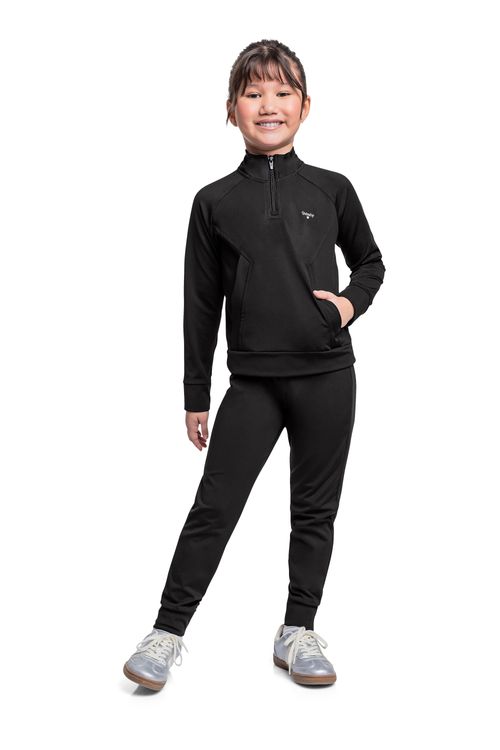 Conjunto com Blusão e Calça em Malha Térmica para Menina (Preto) Quimby