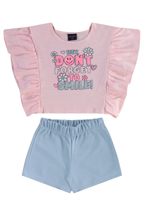 Conjunto com Blusa e Short Infantil para Menina (Rosa) Guloseima