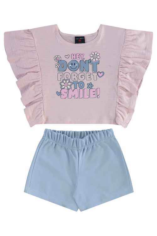 Conjunto com Blusa e Short Infantil para Menina (Roxo) Guloseima
