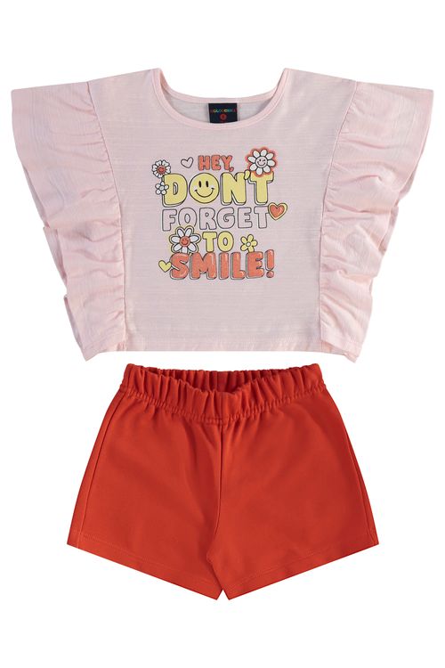 Conjunto com Blusa e Short Infantil para Menina (Rosa Claro) Guloseima