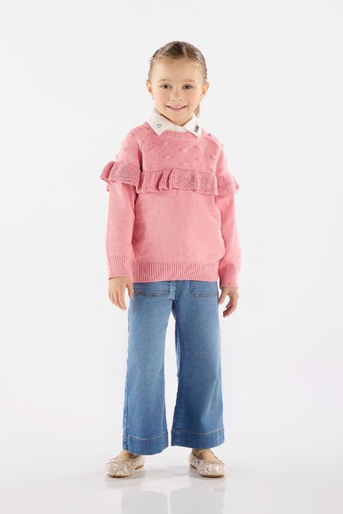Blusão em Tricô Infantil Menina (Rosa) Up Baby