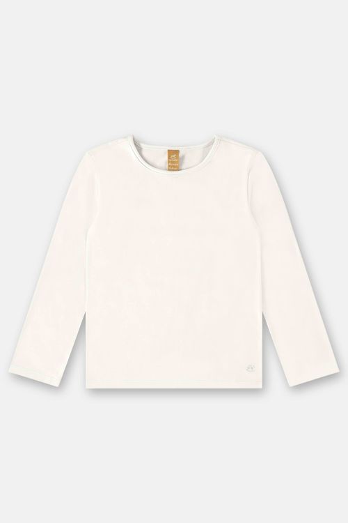 Blusa Manga Longa em Cotton Infantil Menina (Off White) Up Baby