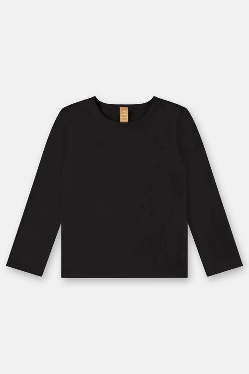 Blusa Manga Longa em Cotton Infantil Menina (Preto) Up Baby