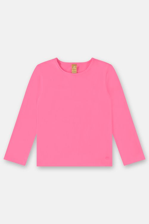 Blusa Manga Longa em Cotton Infantil Menina (Rosa Pink) Up Baby