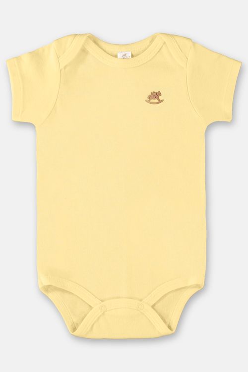 Body Manga Curta em Suedine Unissex para Bebê (Amarelo) Up Baby