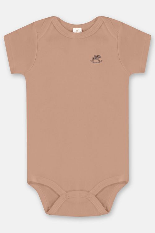 Body Manga Curta em Suedine Unissex para Bebê (Marrom) Up Baby