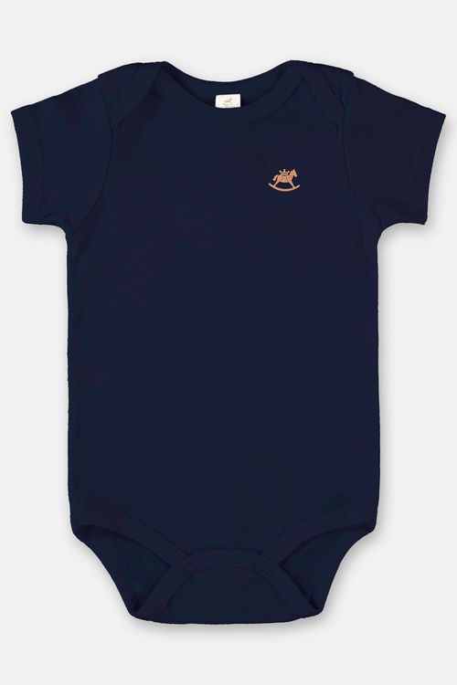 Body Manga Curta em Suedine Unissex para Bebê (Azul Marinho) Up Baby