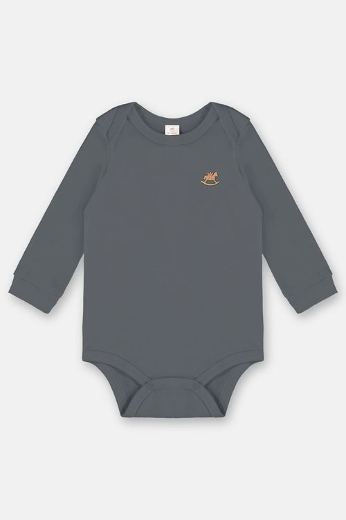 Body Manga Longa em Suedine Unissex para Bebê (Cinza) Up Baby